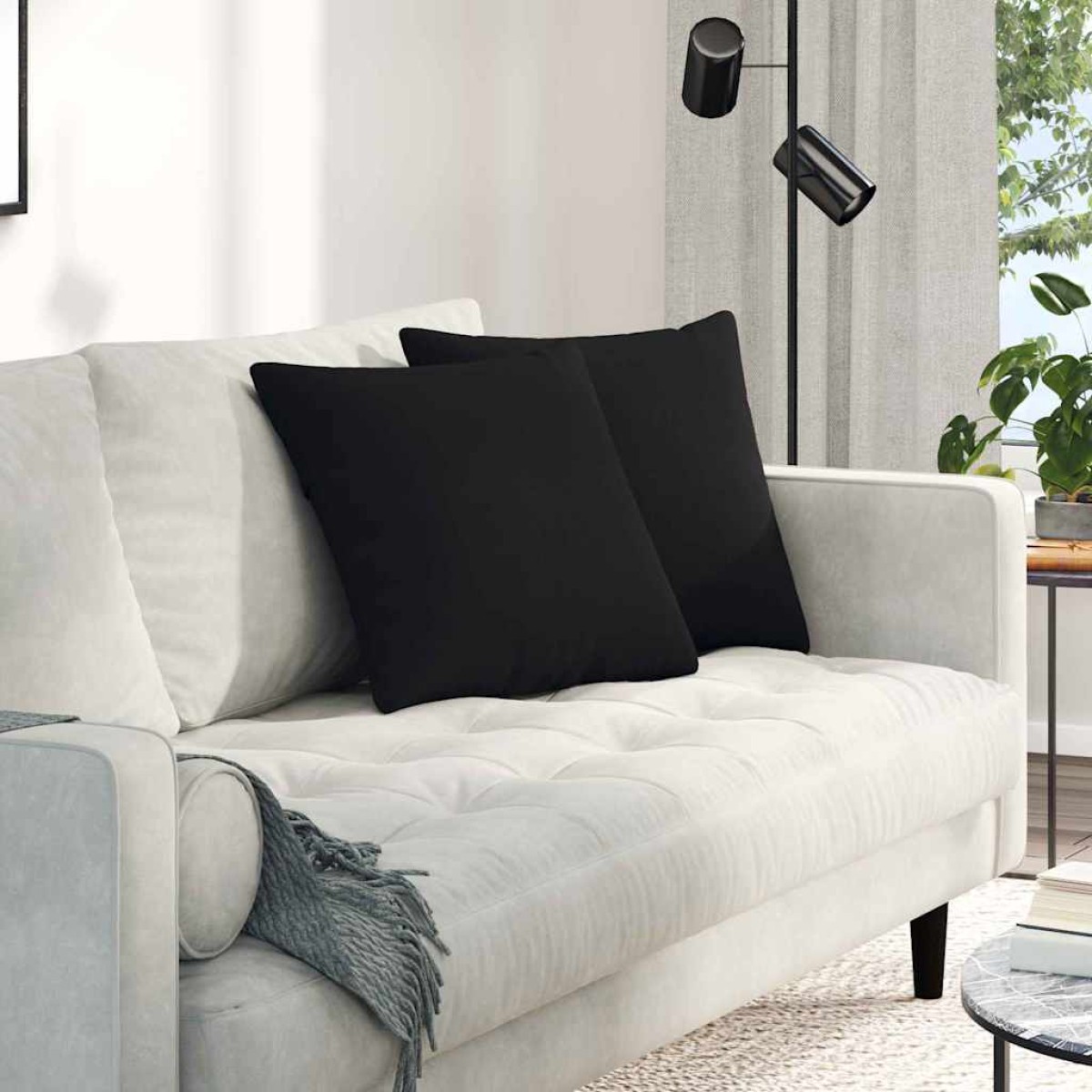 vidaXL Μαξιλάρι Καναπέ 2 pcs Μαύρο 45 x 45 cm ύφασμα