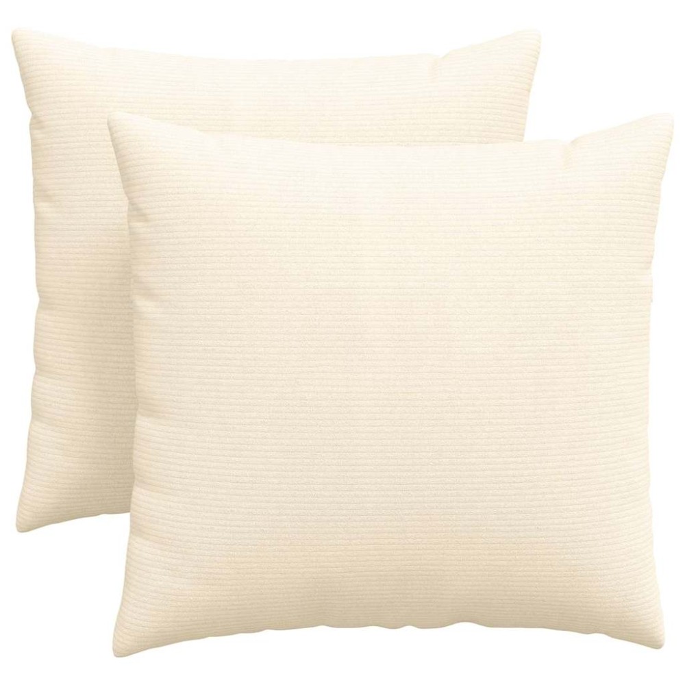 vidaXL Μαξιλάρι Καναπέ 2 pcs Κρεμ 45 x 45 cm Υφασμάτινο Κορντουρά