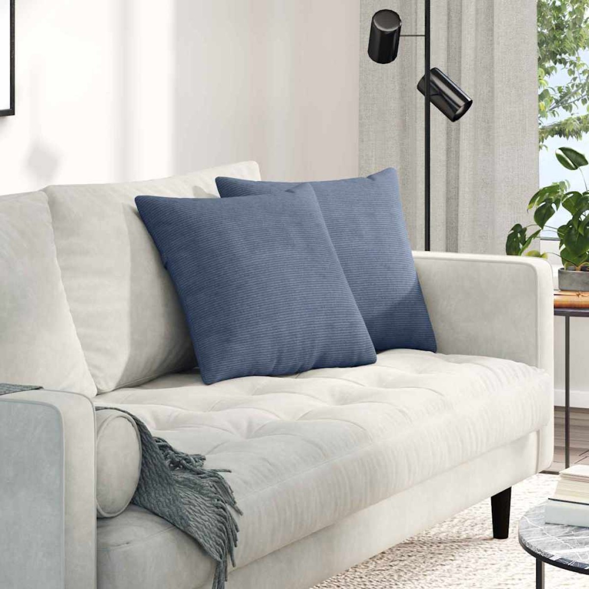vidaXL Μαξιλάρι Καναπέ 2 pcs Μπλε 45 x 45 cm Υφασμάτινο Κορντουρά