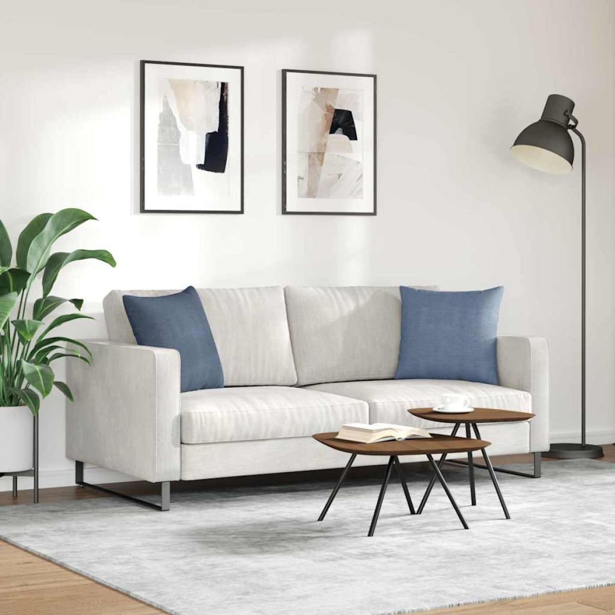 vidaXL Μαξιλάρι Καναπέ 2 pcs Μπλε 45 x 45 cm Υφασμάτινο Κορντουρά