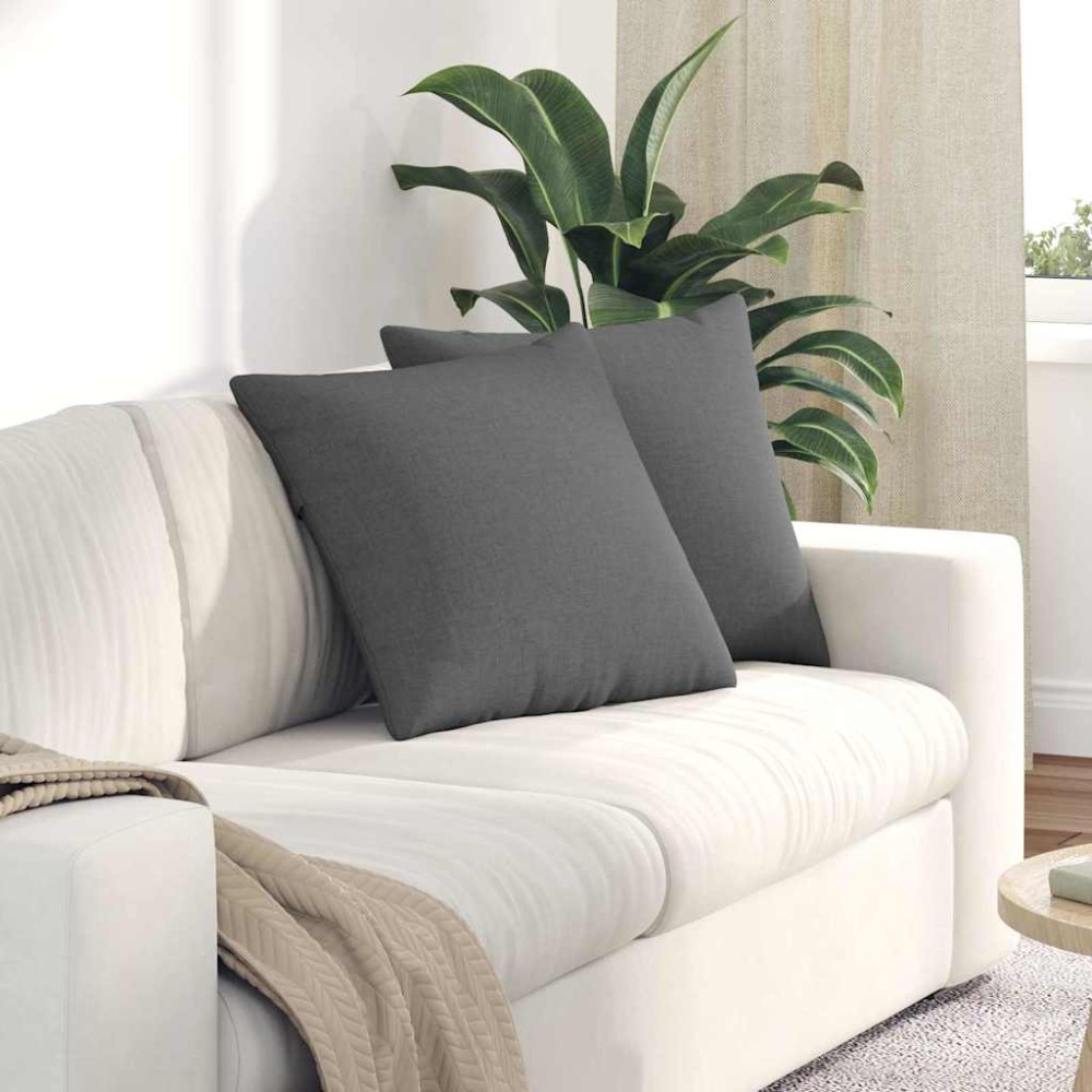 vidaXL Μαξιλάρι Καναπέ 2 τμχ. ύφασμα Σκούρο Γκρι 50 x 50 cm