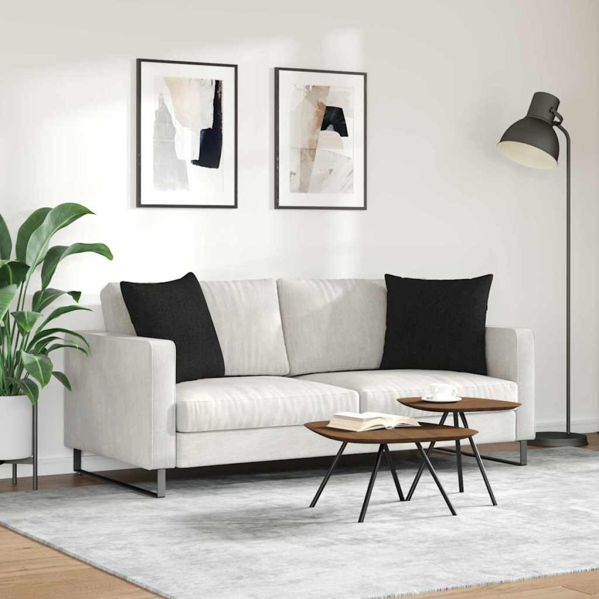 vidaXL Μαξιλάρι Καναπέ 2 τμχ. ύφασμα Μαύρο 50 x 50 cm