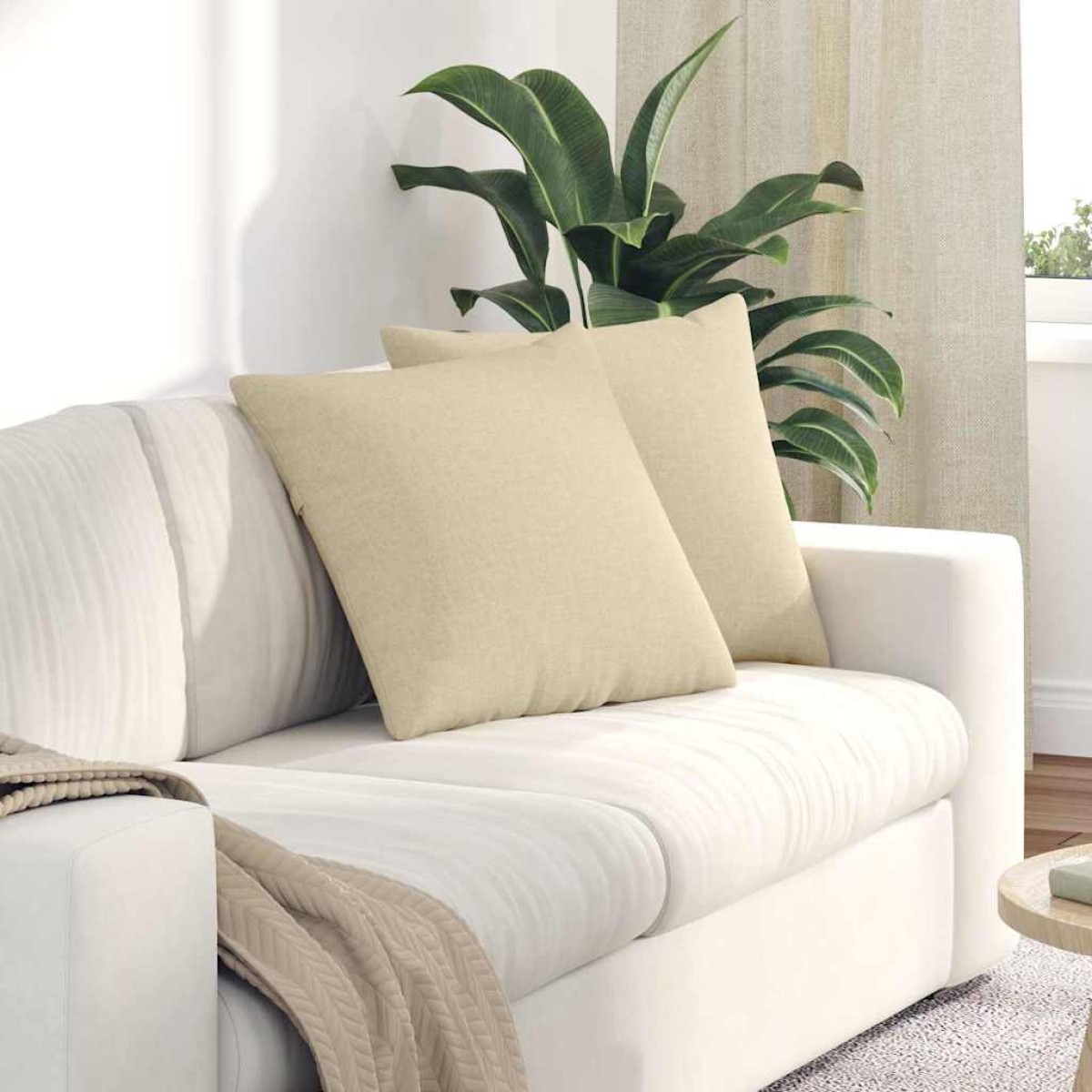 vidaXL Μαξιλάρι Καναπέ 2 τμχ. ύφασμα Κρεμ 50 x 50 cm