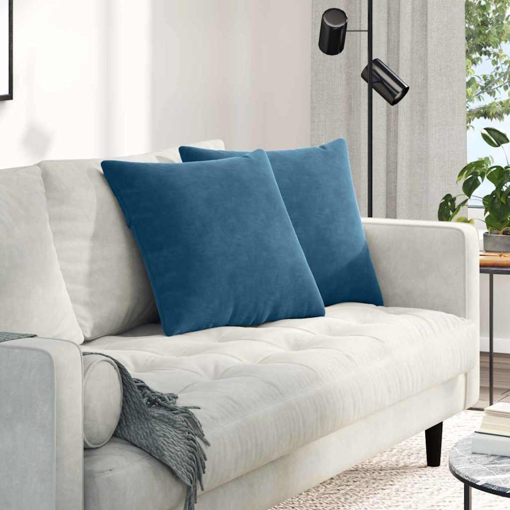 vidaXL Μαξιλάρι Καναπέ 2 pcs Μπλε 50 x 50 cm Υφασμάτινο Κορντουρά