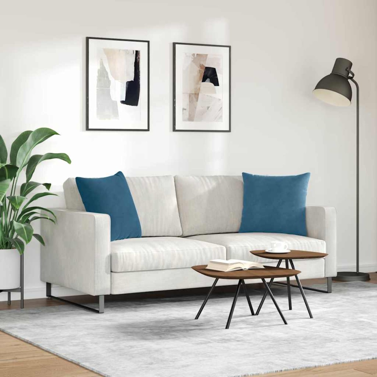 vidaXL Μαξιλάρι Καναπέ 2 pcs Μπλε 50 x 50 cm Υφασμάτινο Κορντουρά
