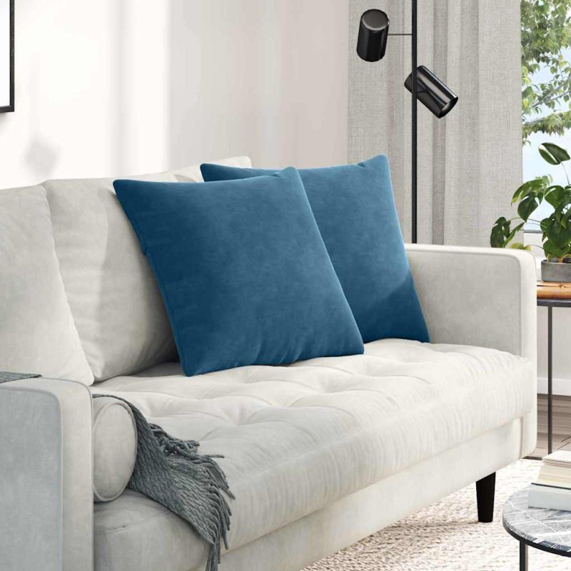 vidaXL Μαξιλάρι Καναπέ 2 pcs Μπλε 50 x 50 cm Υφασμάτινο Κορντουρά
