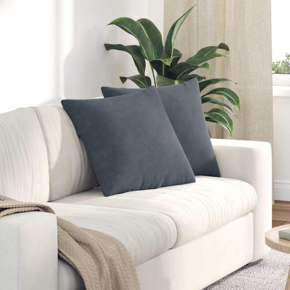 vidaXL Μαξιλάρι Καναπέ 2 pcs Σκούρο Γκρι 50 x 50 cm