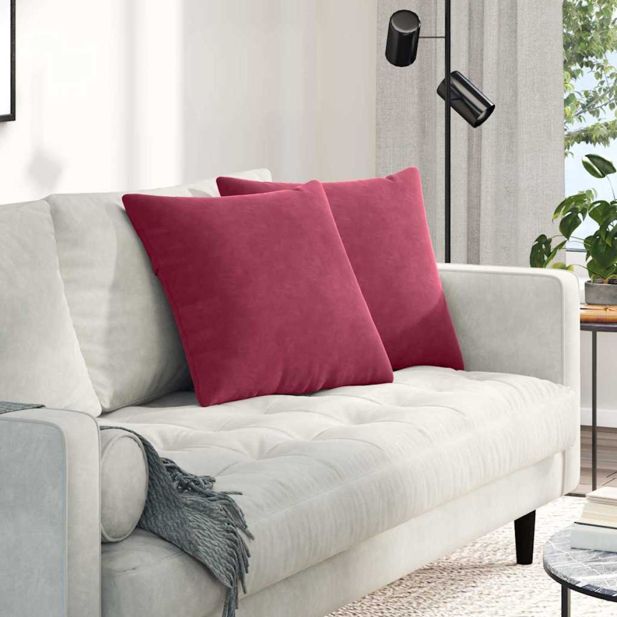 vidaXL Μαξιλάρι Καναπέ 2 pcs Κόκκινο 50 x 50 cm Υφασμάτινο Κορντουρά