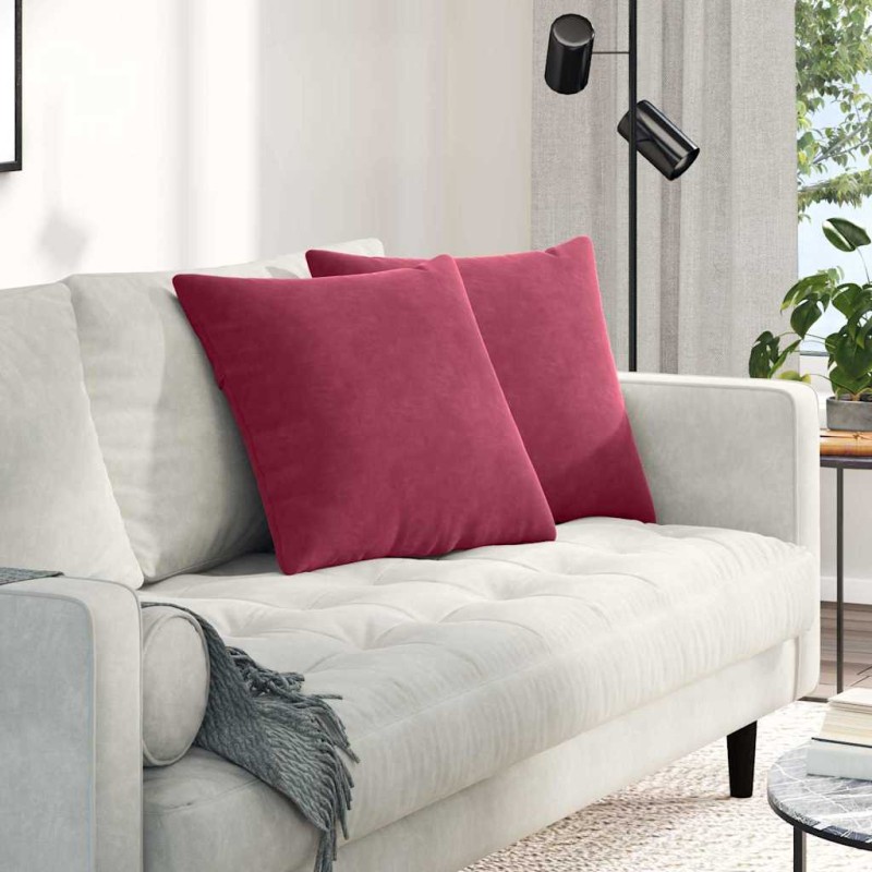 vidaXL Μαξιλάρι Καναπέ 2 pcs Κόκκινο 50 x 50 cm Υφασμάτινο Κορντουρά