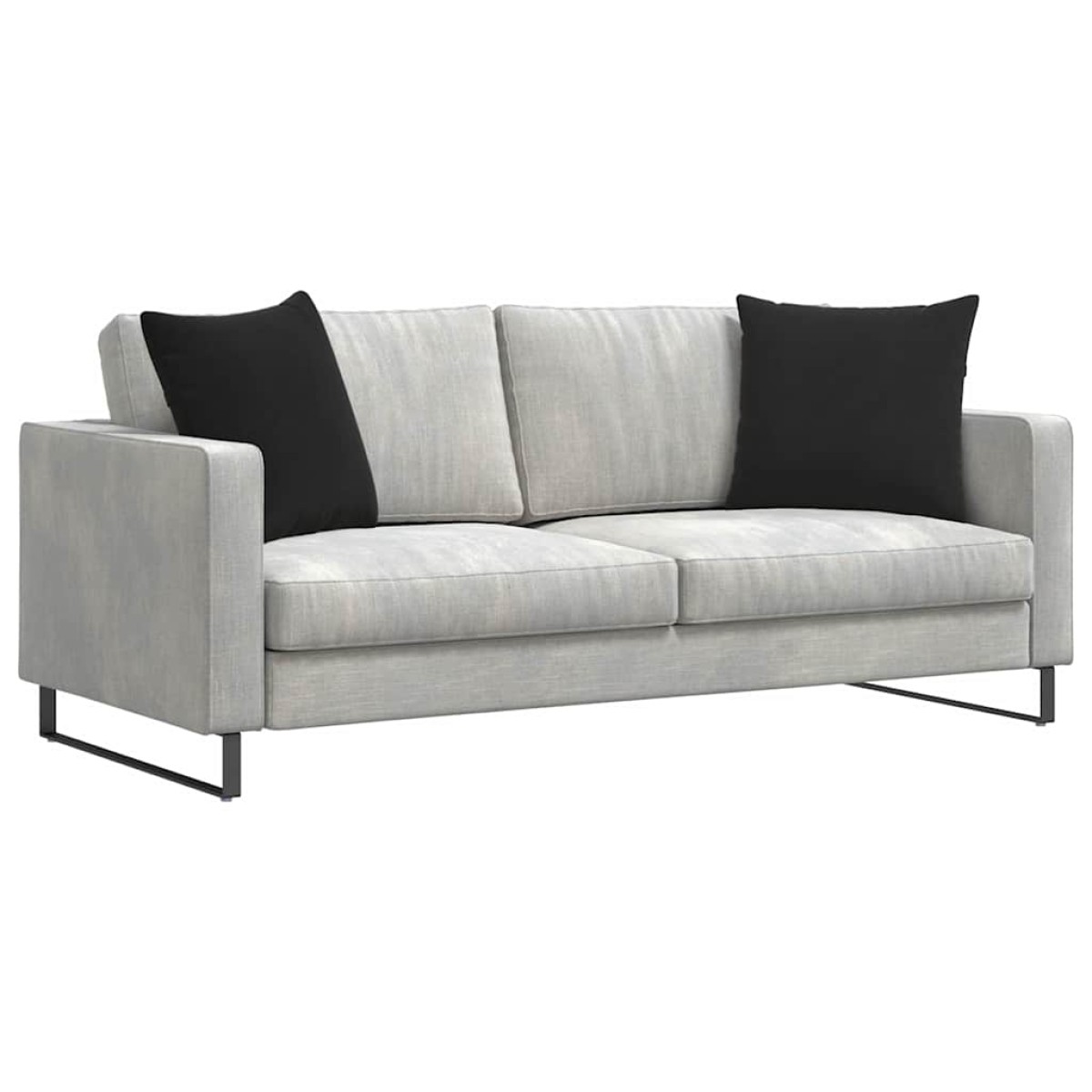 vidaXL Μαξιλάρι Καναπέ 2 pcs Μαύρο 50 x 50 cm Υφασμάτινο Κορντουρά