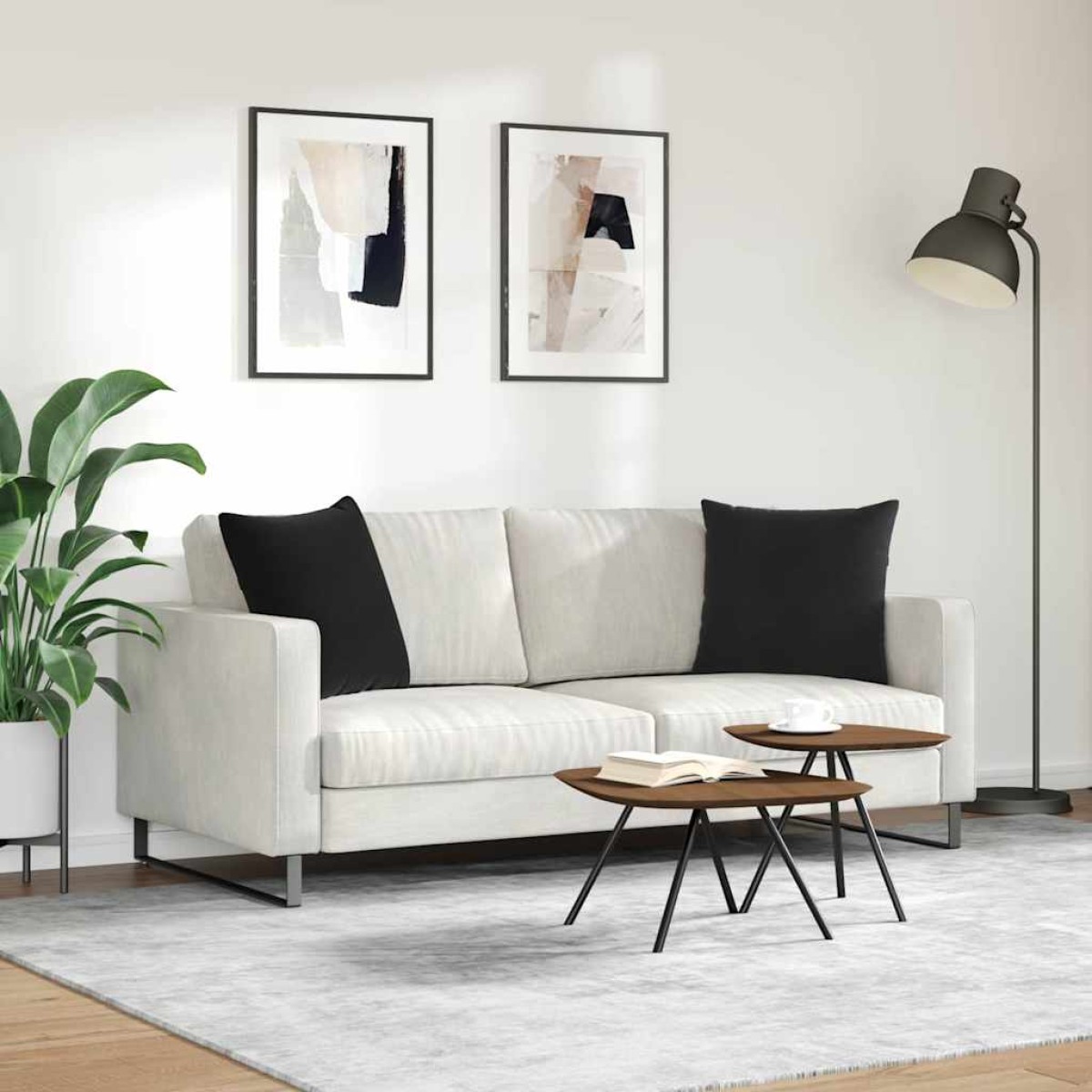 vidaXL Μαξιλάρι Καναπέ 2 pcs Μαύρο 50 x 50 cm Υφασμάτινο Κορντουρά