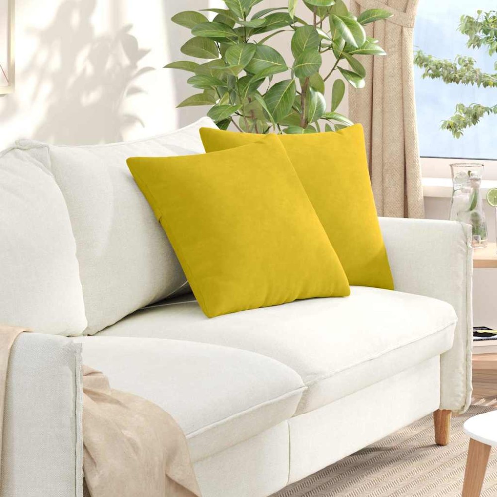 vidaXL Μαξιλάρι Καναπέ 2 pcs Κίτρινο 50 x 50 cm Υφασμάτινο Κορντουρά