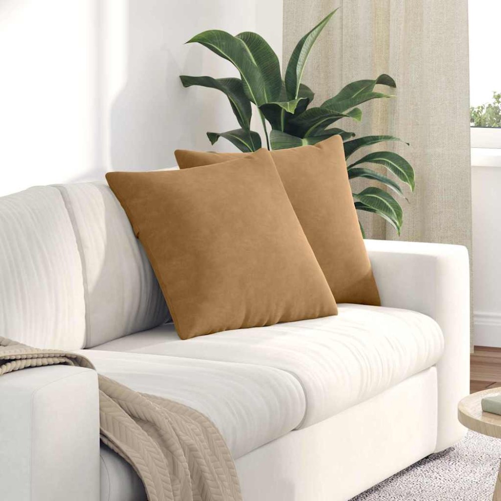 vidaXL Μαξιλάρι Καναπέ 2 pcs Καφέ 50 x 50 cm Υφασμάτινο Κορντουρά