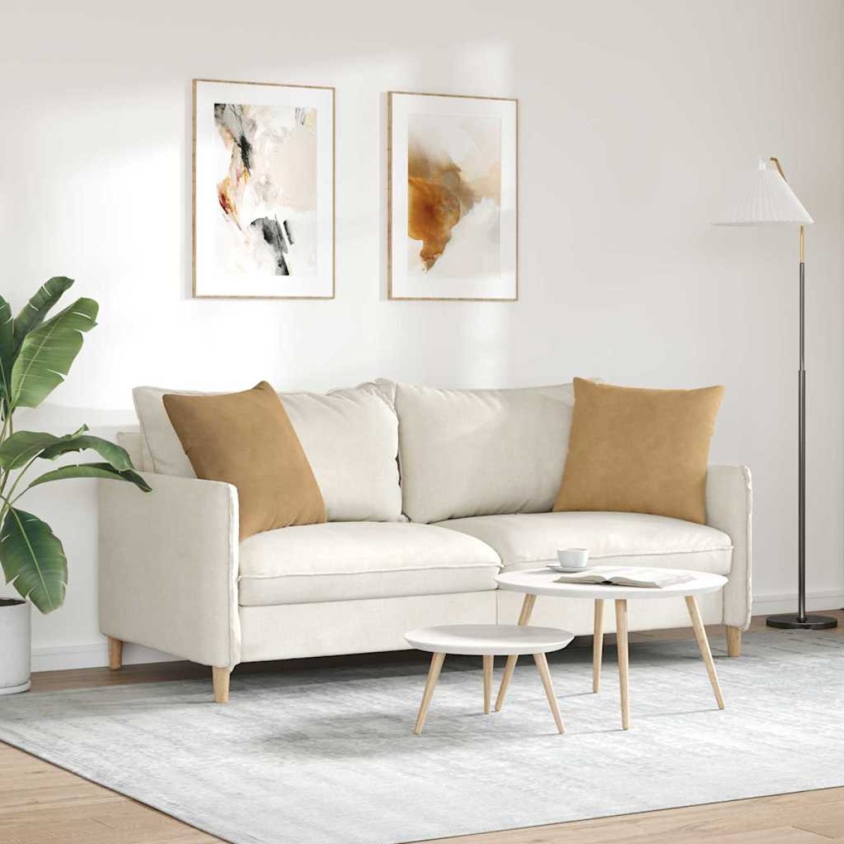 vidaXL Μαξιλάρι Καναπέ 2 pcs Καφέ 50 x 50 cm Υφασμάτινο Κορντουρά
