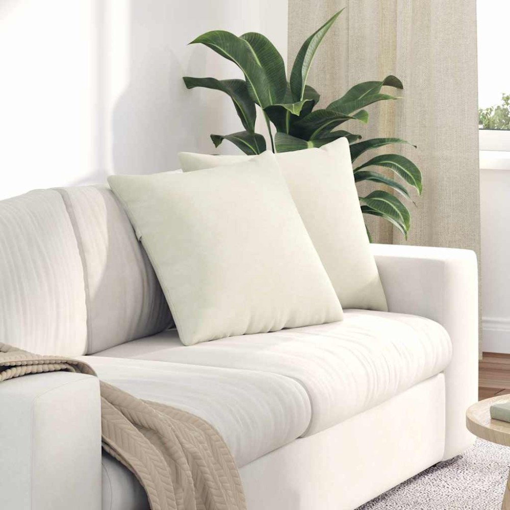 vidaXL Μαξιλάρι Καναπέ 2 pcs Κρεμ 50 x 50 cm Υφασμάτινο Κορντουρά
