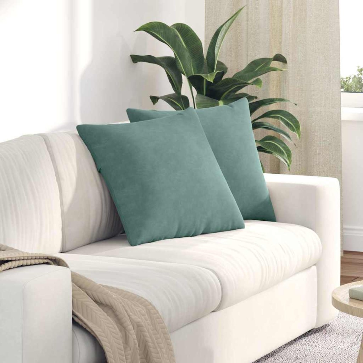 vidaXL Μαξιλάρι Καναπέ 2 pcs Θαλασσί 50 x 50 cm Υφασμάτινο Κορντουρά