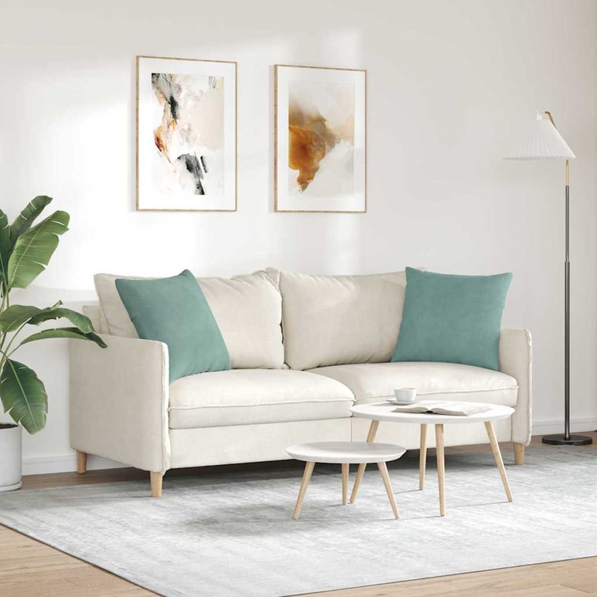 vidaXL Μαξιλάρι Καναπέ 2 pcs Θαλασσί 50 x 50 cm Υφασμάτινο Κορντουρά