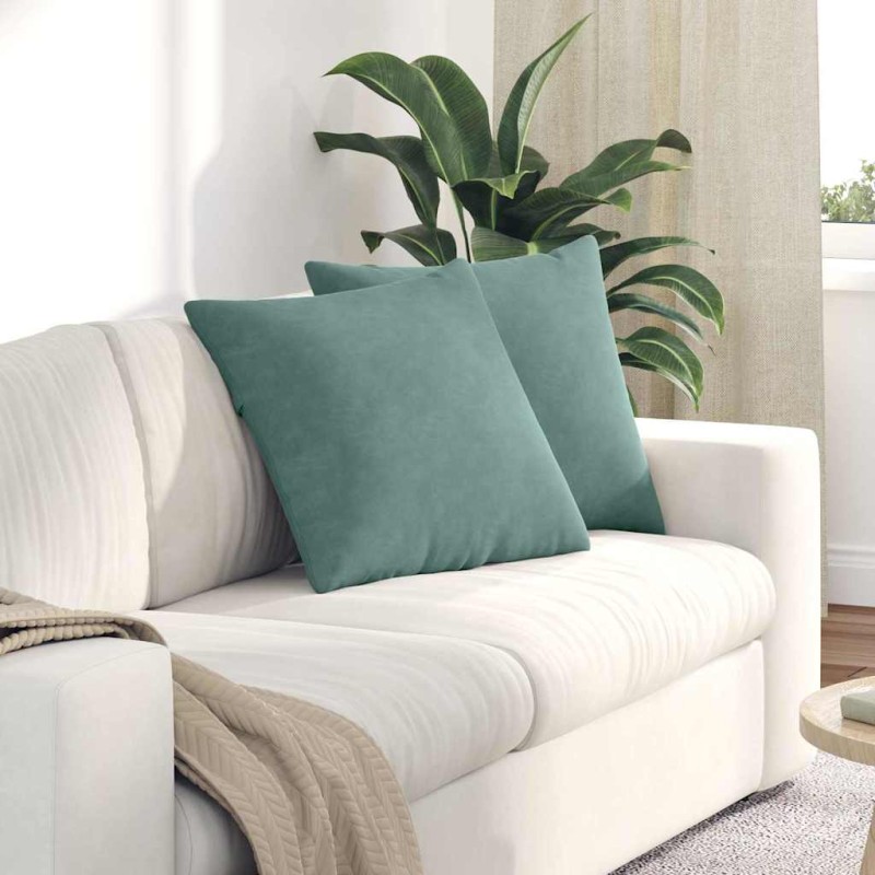 vidaXL Μαξιλάρι Καναπέ 2 pcs Θαλασσί 50 x 50 cm Υφασμάτινο Κορντουρά