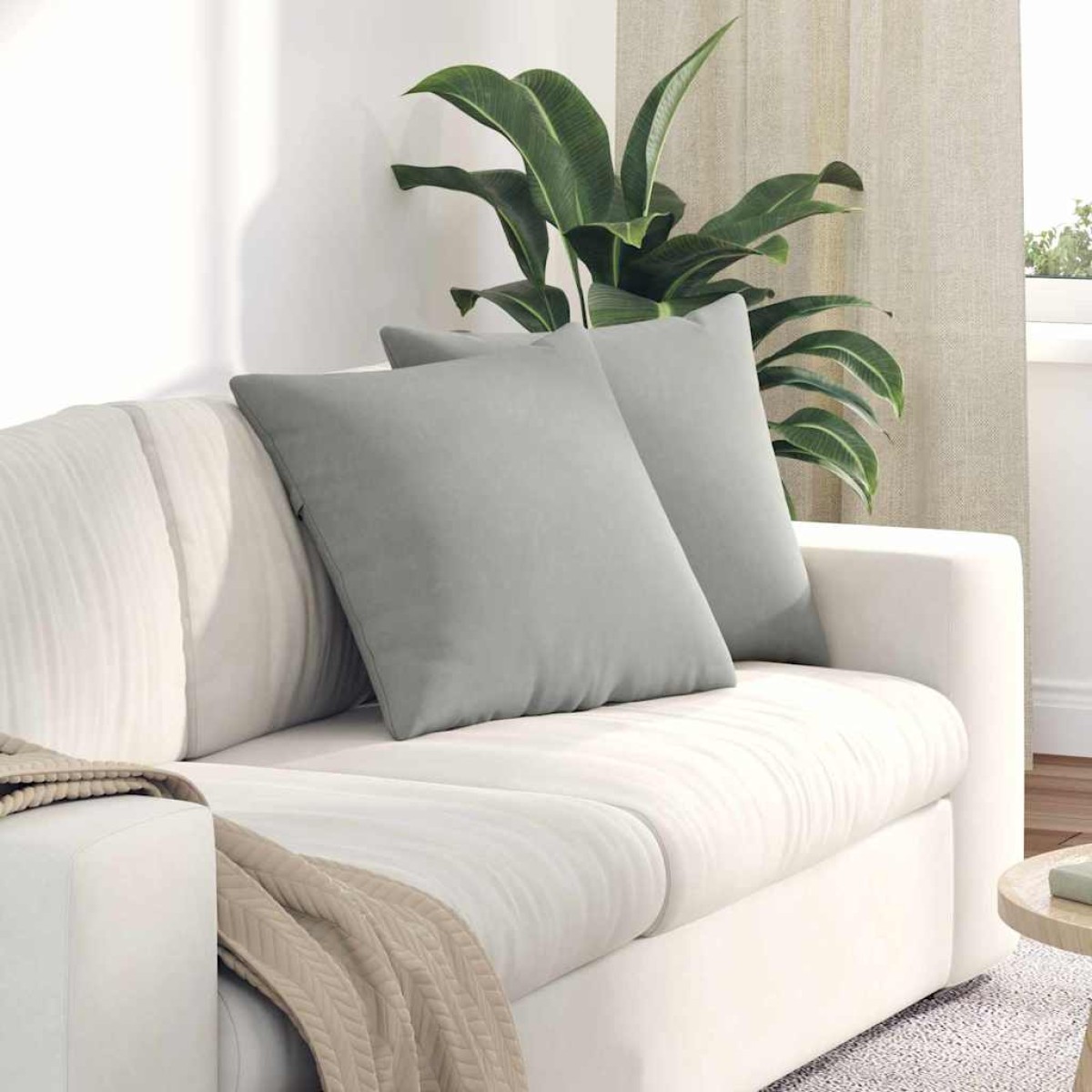 vidaXL Μαξιλάρι Καναπέ 2 pcs Ανοιχτό γκρι 50 x 50 cm ύφασμα