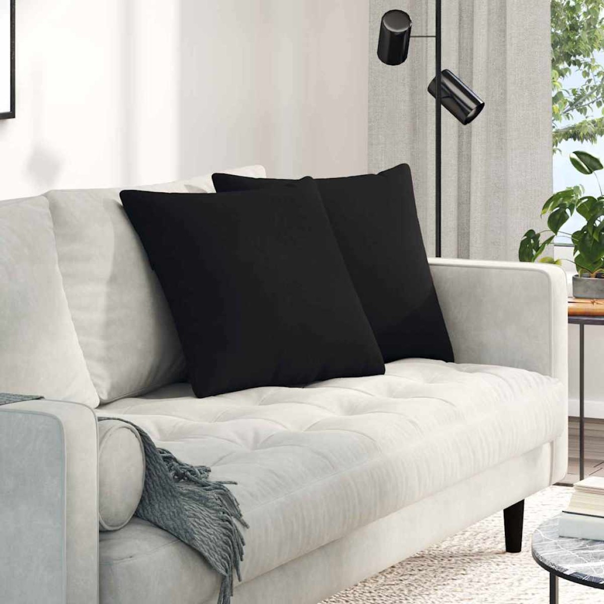 vidaXL Μαξιλάρι Καναπέ 2 pcs Μαύρο 50 x 50 cm ύφασμα
