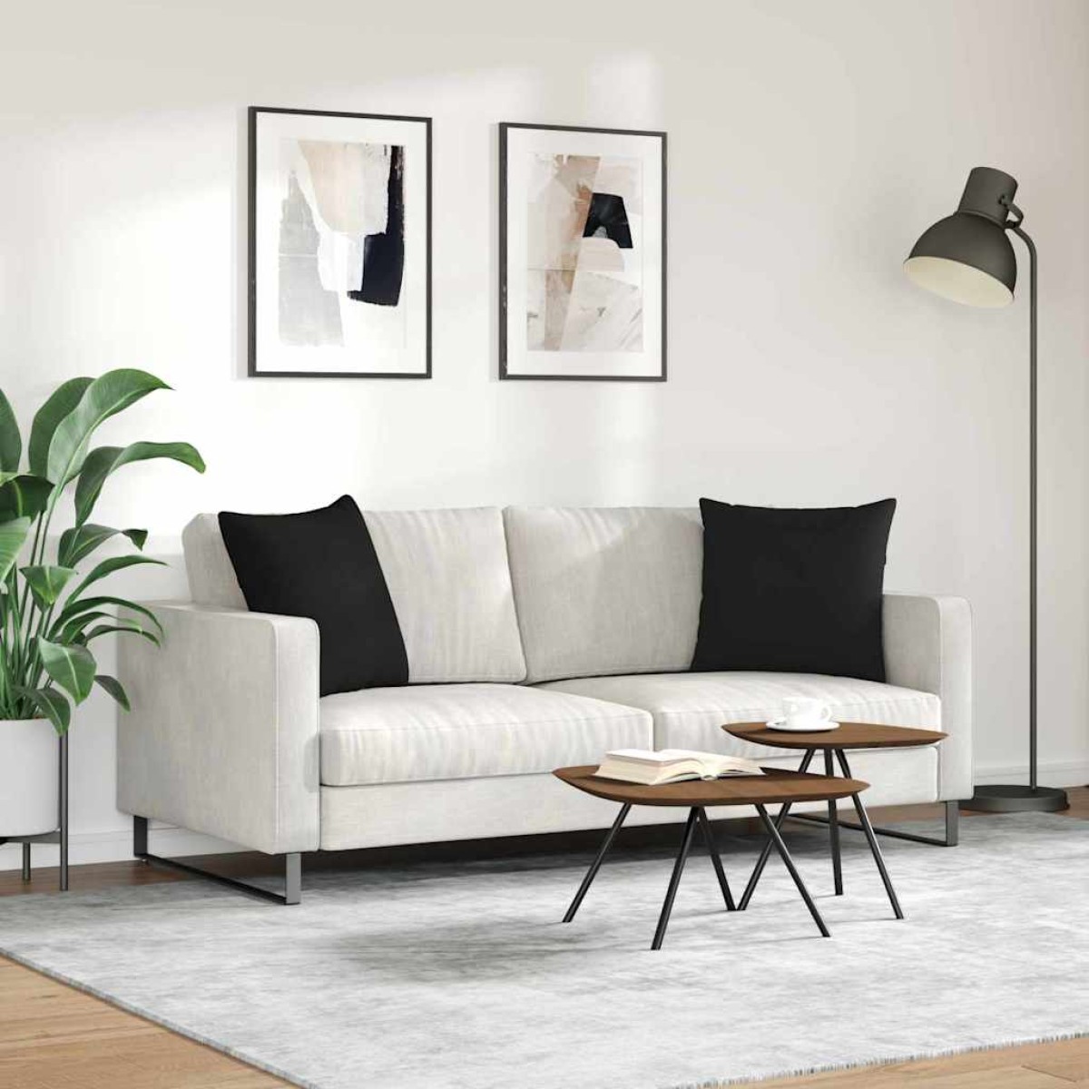 vidaXL Μαξιλάρι Καναπέ 2 pcs Μαύρο 50 x 50 cm ύφασμα