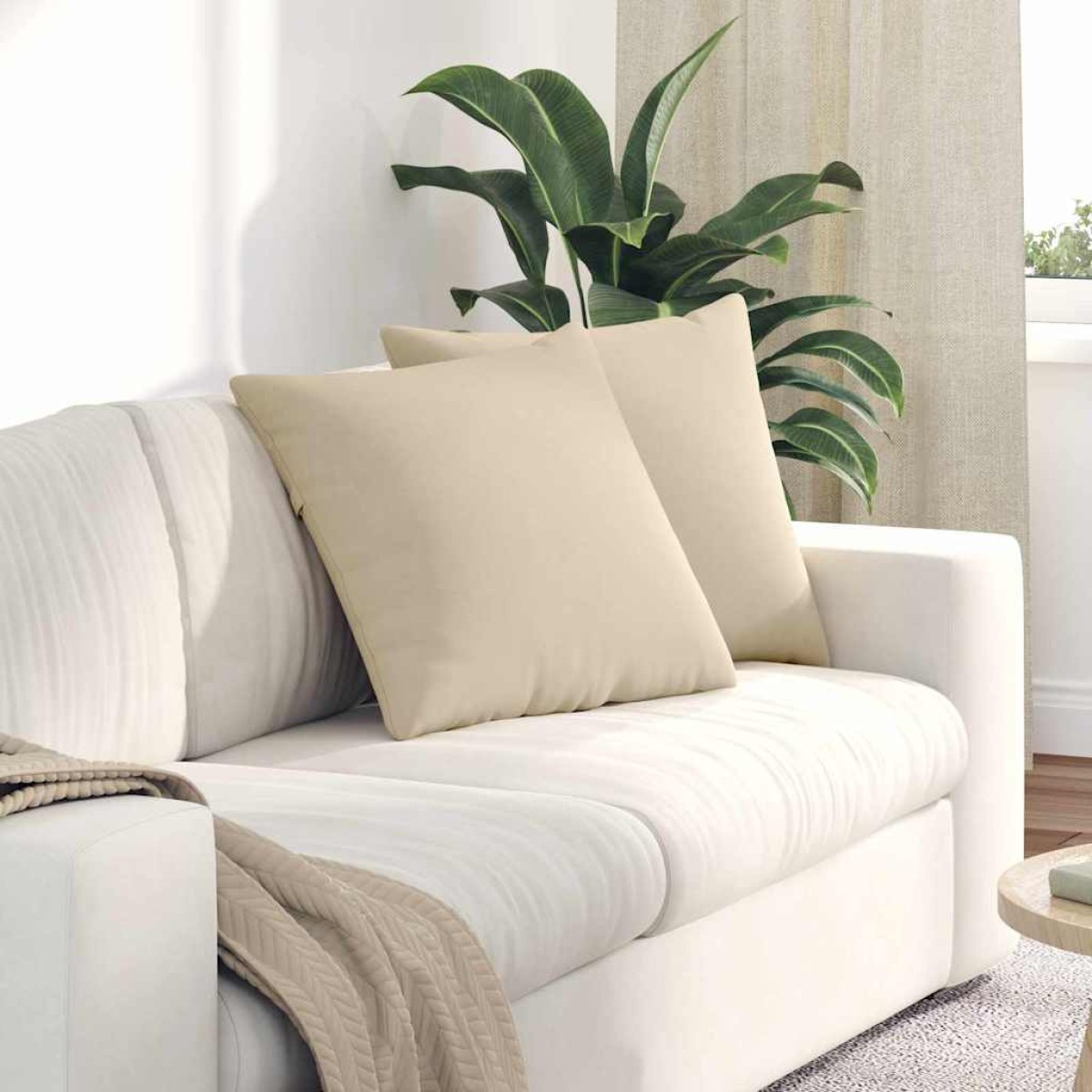 vidaXL Μαξιλάρι Καναπέ 2 pcs Κρεμ 50 x 50 cm ύφασμα