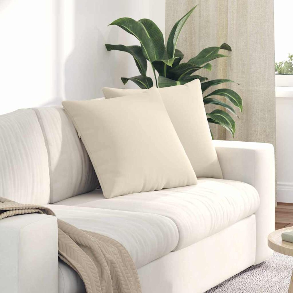 vidaXL Μαξιλάρι Καναπέ 2 pcs Μπεζ 50 x 50 cm ύφασμα