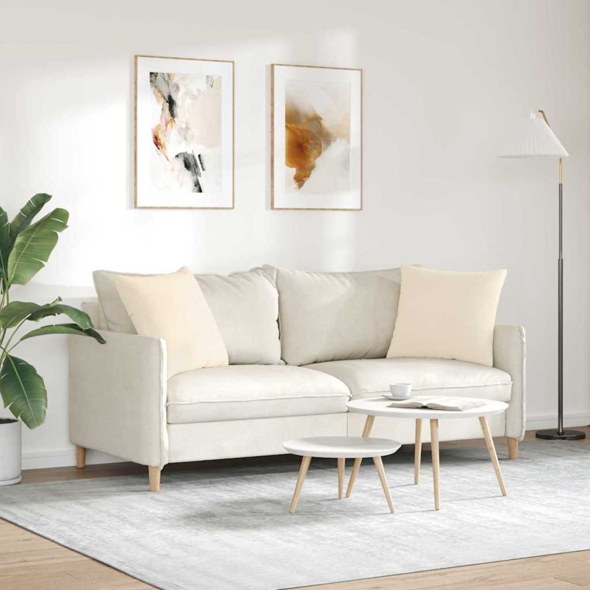 vidaXL Μαξιλάρι Καναπέ 2 pcs Μπεζ 50 x 50 cm ύφασμα