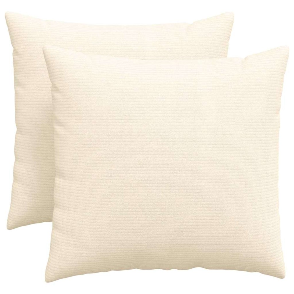 vidaXL Μαξιλάρι Καναπέ 2 pcs Κρεμ 50 x 50 cm Υφασμάτινο Κορντουρά