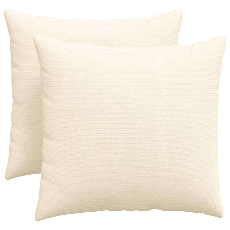 vidaXL Μαξιλάρι Καναπέ 2 pcs Κρεμ 50 x 50 cm Υφασμάτινο Κορντουρά