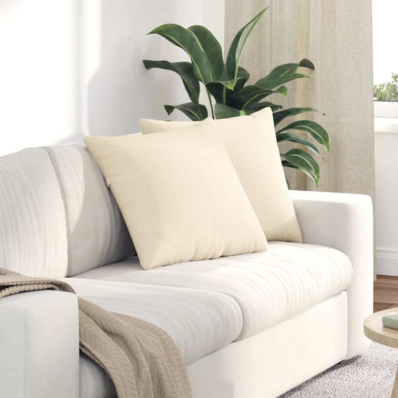 vidaXL Μαξιλάρι Καναπέ 2 pcs Κρεμ 50 x 50 cm Υφασμάτινο Κορντουρά