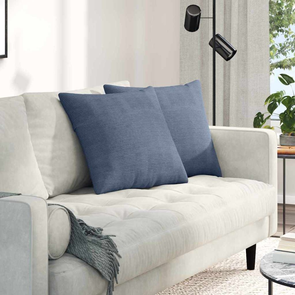vidaXL Μαξιλάρι Καναπέ 2 pcs Μπλε 50 x 50 cm Υφασμάτινο Κορντουρά