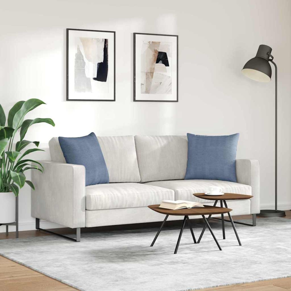 vidaXL Μαξιλάρι Καναπέ 2 pcs Μπλε 50 x 50 cm Υφασμάτινο Κορντουρά