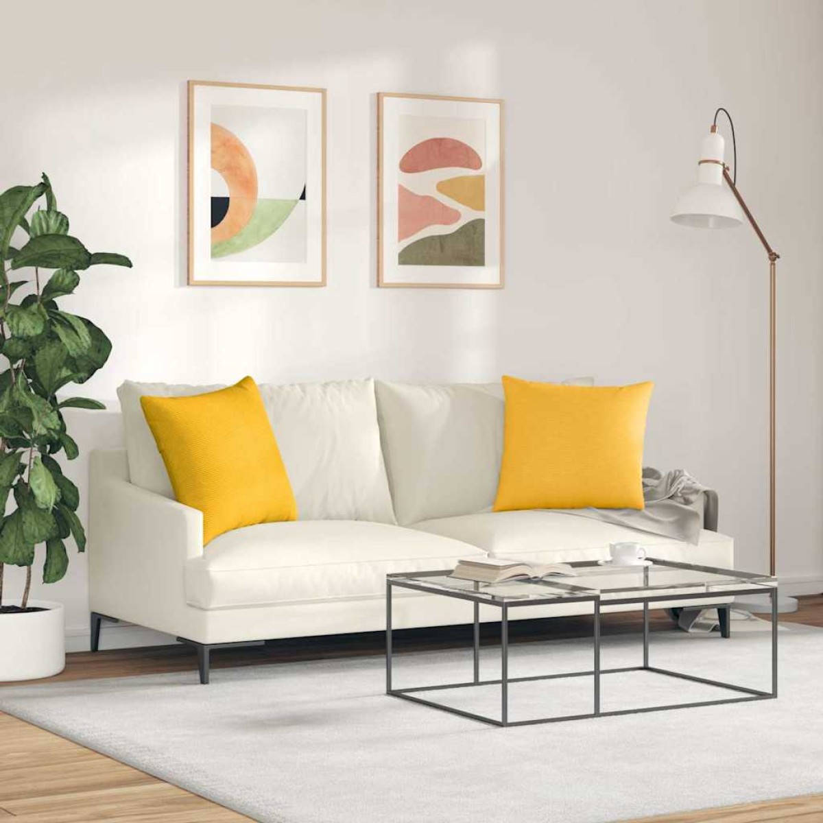 vidaXL Μαξιλάρι Καναπέ 2 pcs Απαλό Κίτρινο 50 x 50 cm
