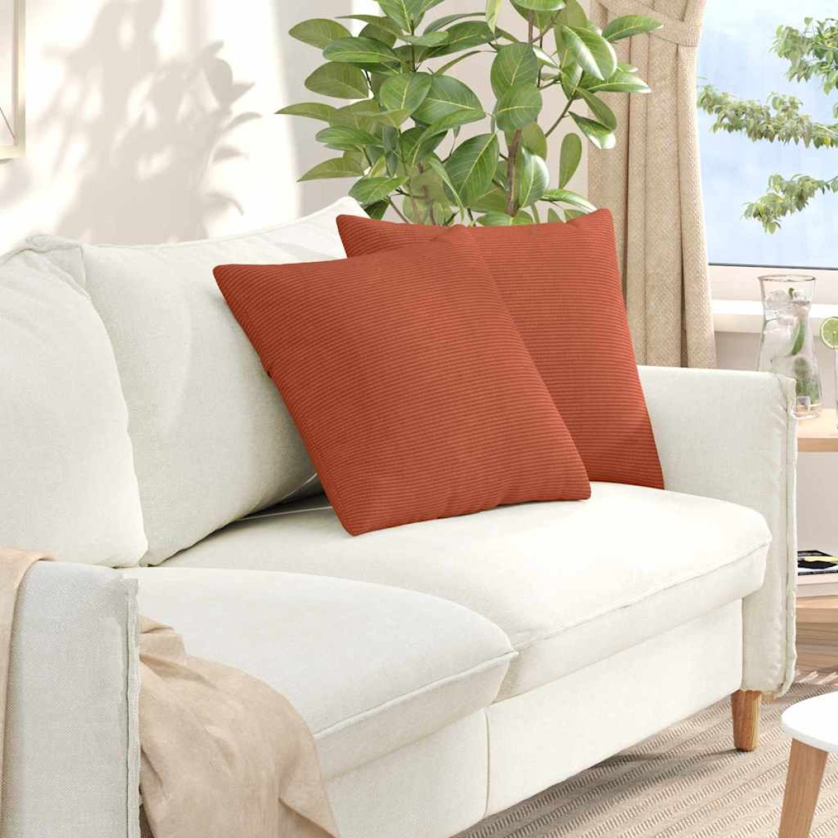 vidaXL Μαξιλάρι Καναπέ 2 pcs Κόκκινο Πορτοκαλί 50 x 50 cm