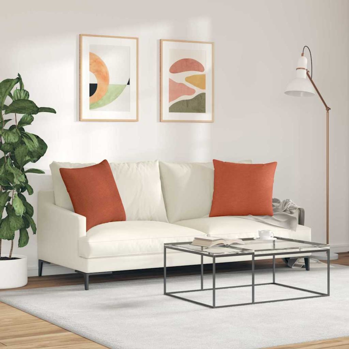 vidaXL Μαξιλάρι Καναπέ 2 pcs Κόκκινο Πορτοκαλί 50 x 50 cm