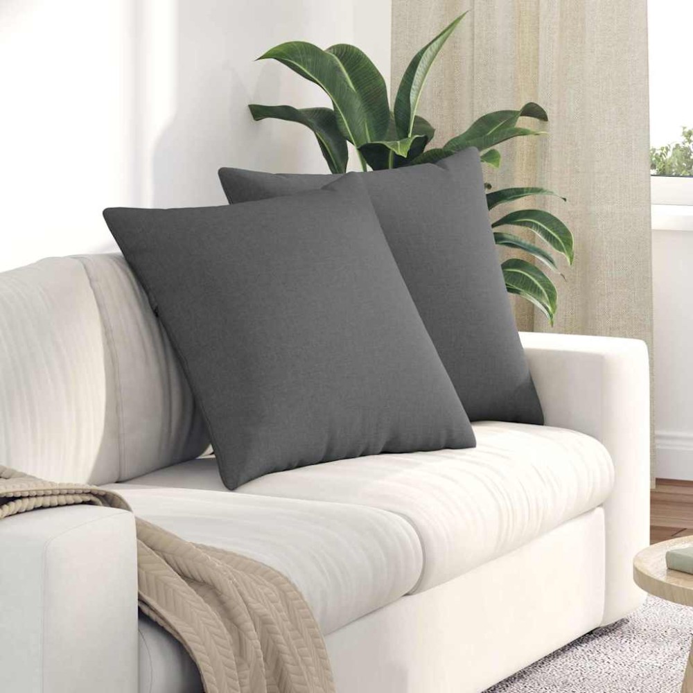 vidaXL Μαξιλάρι Καναπέ 2 τμχ. ύφασμα Σκούρο Γκρι 60 x 60 cm