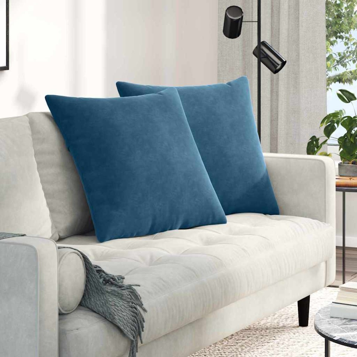 vidaXL Μαξιλάρι Καναπέ 2 pcs Μπλε 60 x 60 cm Υφασμάτινο Κορντουρά