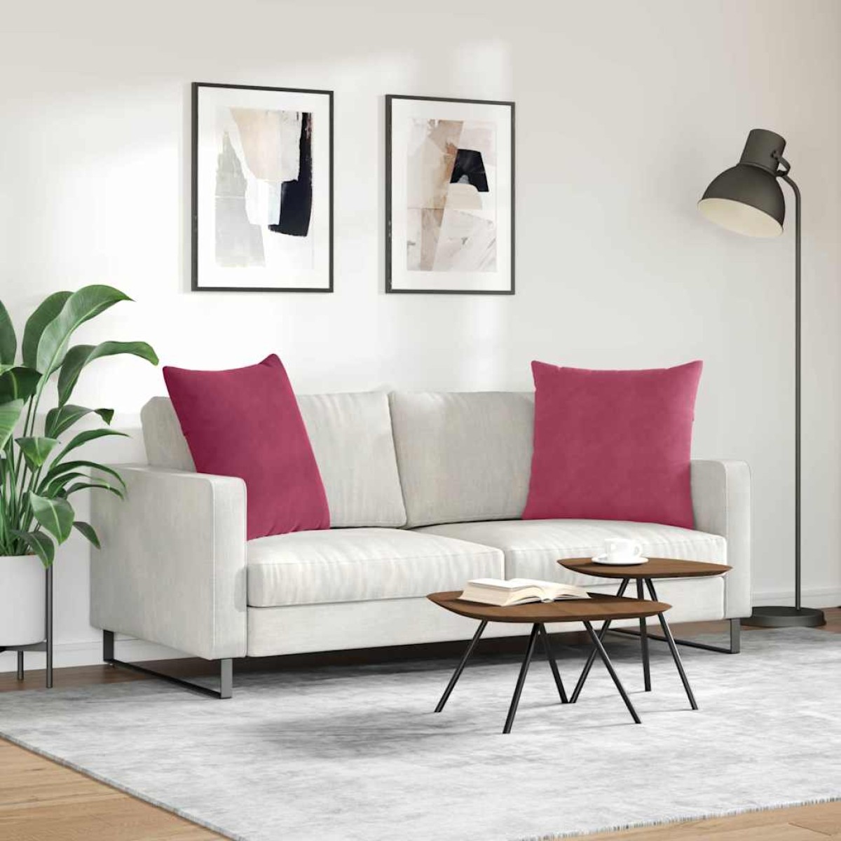 vidaXL Μαξιλάρι Καναπέ 2 pcs Κόκκινο 60 x 60 cm Υφασμάτινο Κορντουρά