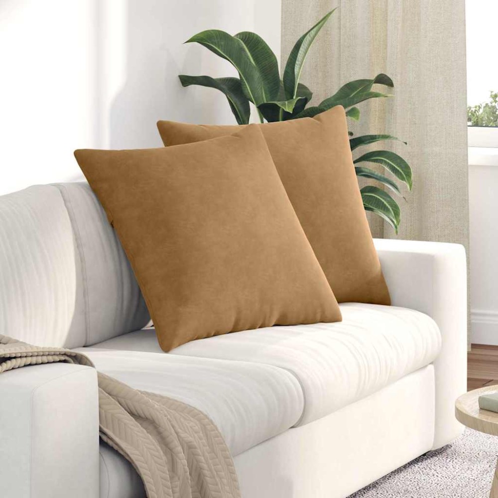 vidaXL Μαξιλάρι Καναπέ 2 pcs Καφέ 60 x 60 cm Υφασμάτινο Κορντουρά
