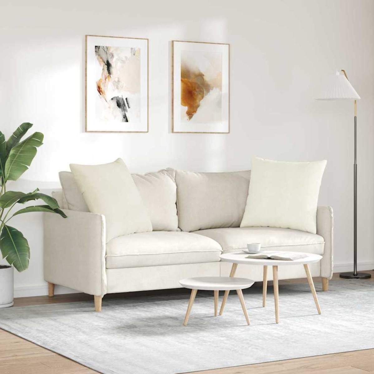 vidaXL Μαξιλάρι Καναπέ 2 pcs Κρεμ 60 x 60 cm Υφασμάτινο Κορντουρά