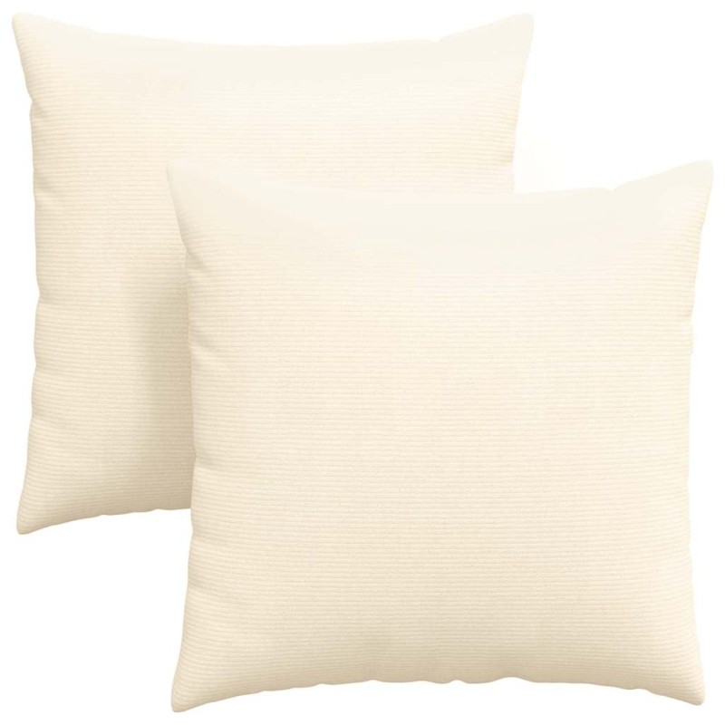 vidaXL Μαξιλάρι Καναπέ 2 pcs Κρεμ 60 x 60 cm Υφασμάτινο Κορντουρά