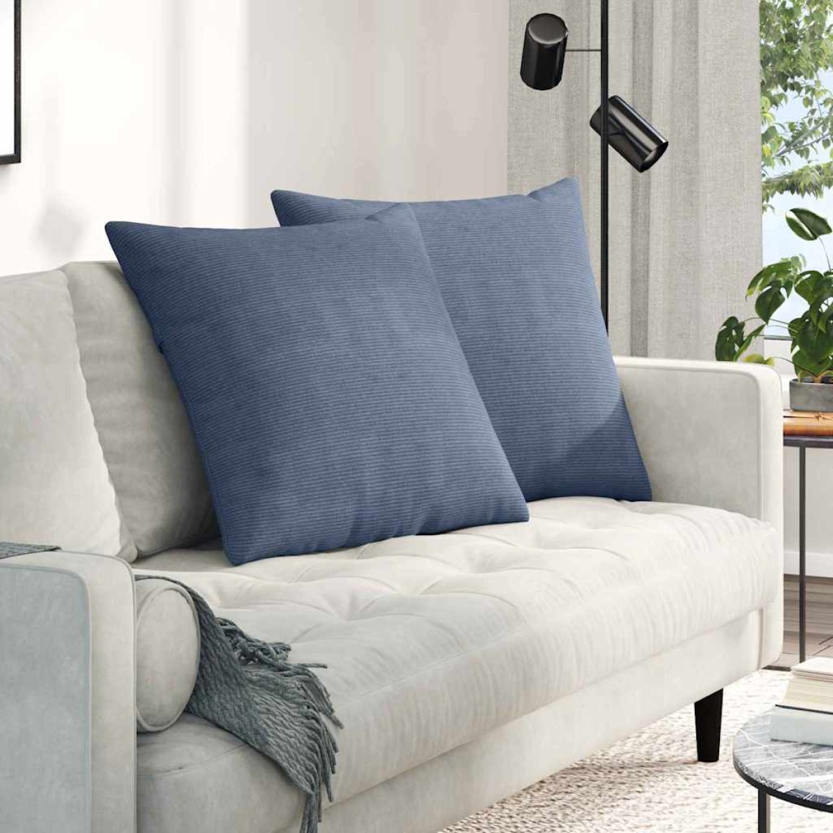 vidaXL Μαξιλάρι Καναπέ 2 pcs Μπλε 60 x 60 cm Υφασμάτινο Κορντουρά