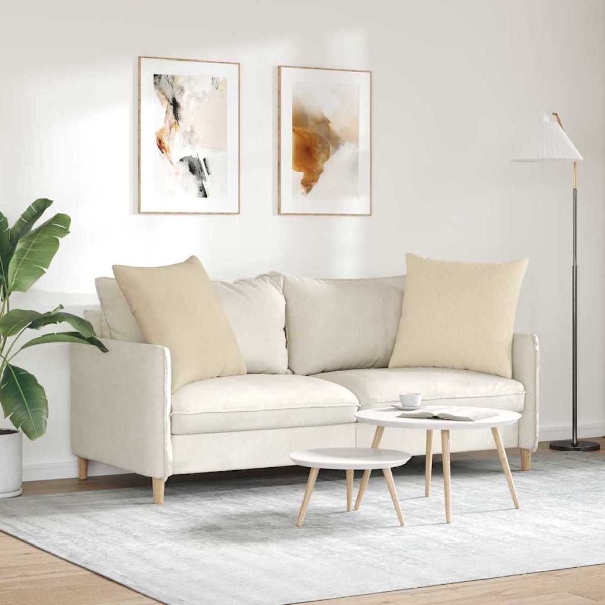 vidaXL Μαξιλάρι Καναπέ 2 τμχ. ύφασμα Κρεμ 80 x 80 cm