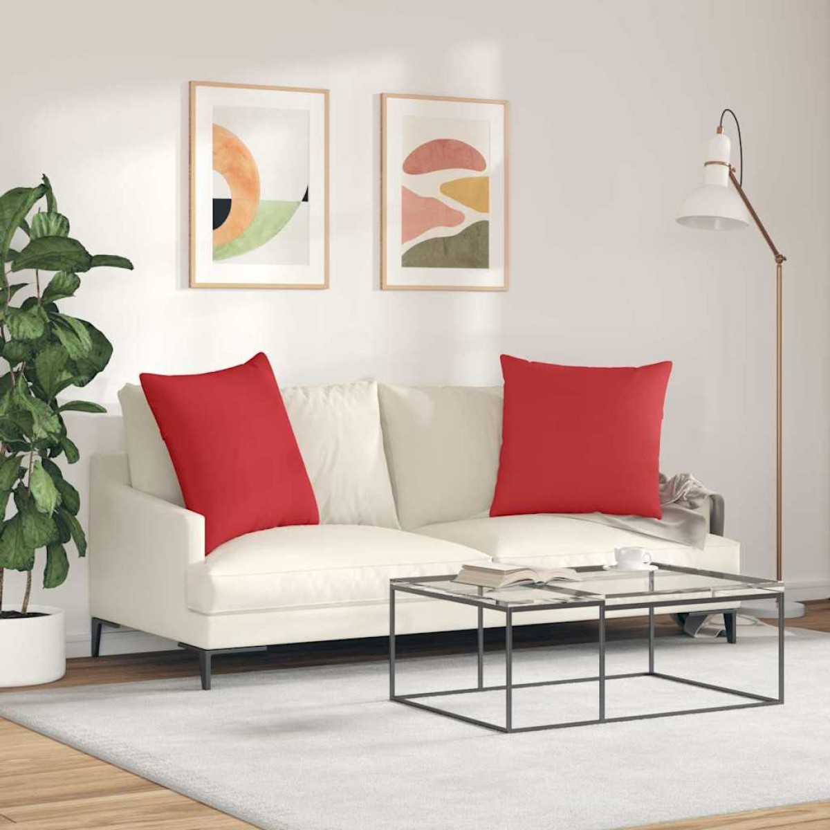 vidaXL Μαξιλάρι Καναπέ 2 τμχ. ύφασμα Κόκκινο 80 x 80 cm