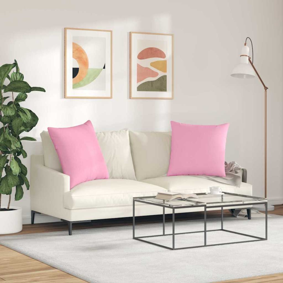 vidaXL Μαξιλάρι Καναπέ 2 τμχ. ύφασμα Ροζ 80 x 80 cm
