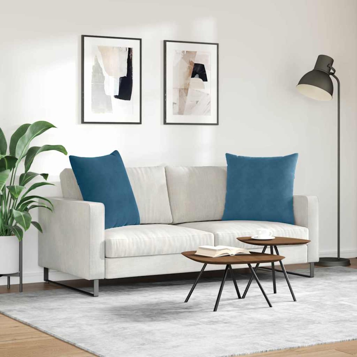 vidaXL Μαξιλάρι Καναπέ 2 pcs Μπλε 80 x 80 cm Υφασμάτινο Κορντουρά