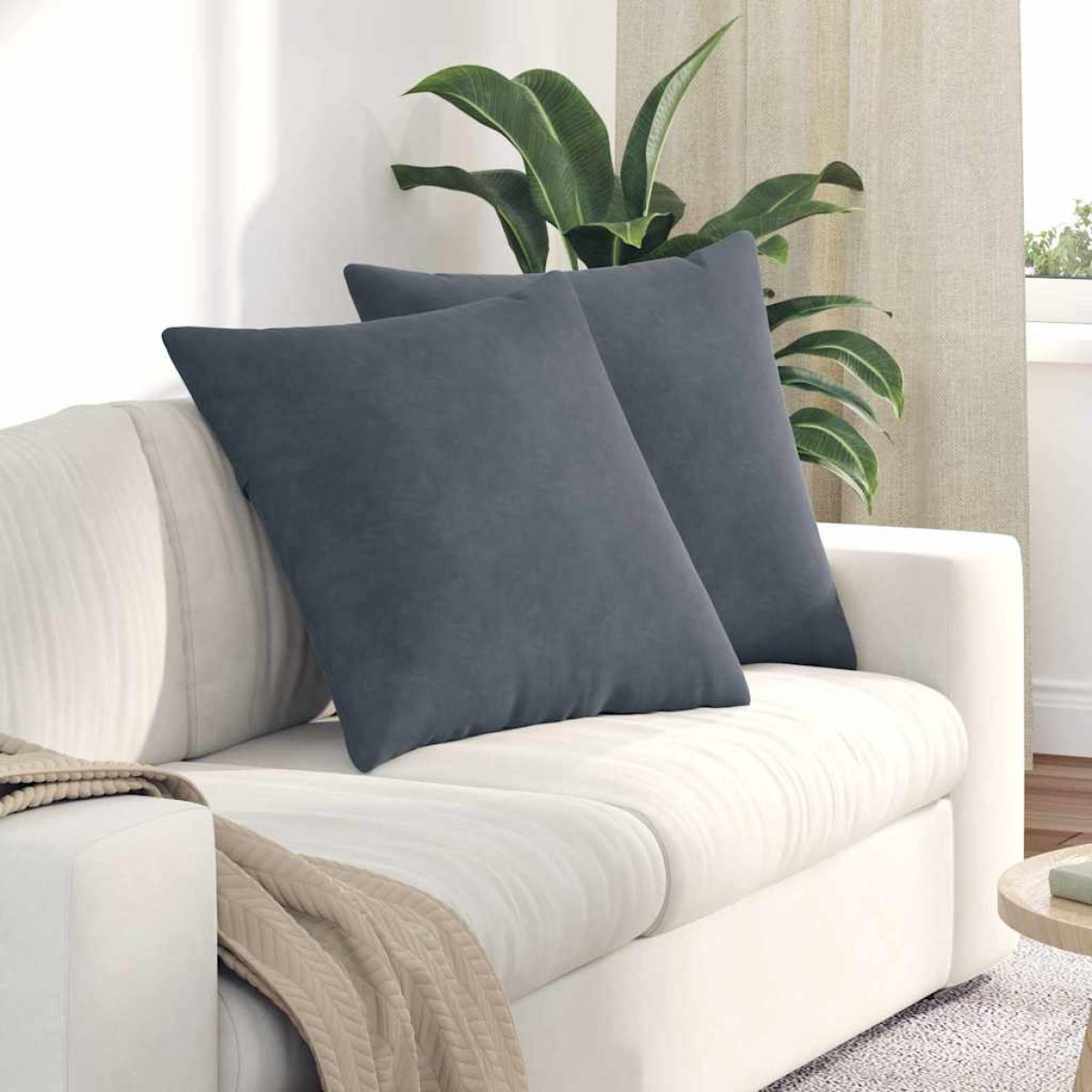 vidaXL Μαξιλάρι Καναπέ 2 pcs Σκούρο Γκρι 80 x 80 cm