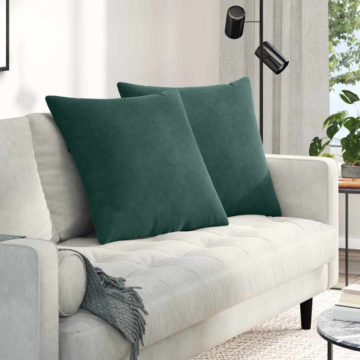 vidaXL Μαξιλάρι Καναπέ 2 pcs Σκούρο Πράσινο 80 x 80 cm