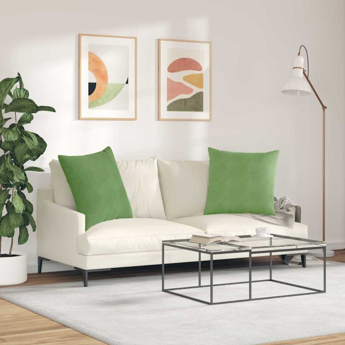 vidaXL Μαξιλάρι Καναπέ 2 pcs Ανοιχτό πράσινο 80 x 80 cm